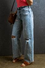 Load image into Gallery viewer, Distressed Raw Hem Straight Jeans