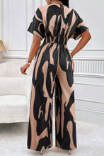 Load image into Gallery viewer, Printed V-Neck Short Sleeve Wide Leg Jumpsuit