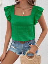 Load image into Gallery viewer, Ruffled Square Neck Cap Sleeve Blouse