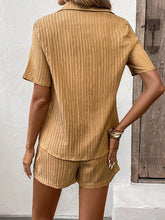 Load image into Gallery viewer, Textured Button Up Shirt and Shorts Set