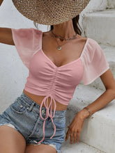 Load image into Gallery viewer, Drawstring Short Sleeve Crop Top
