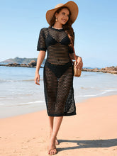 Load image into Gallery viewer, Slit Openwork Round Neck Cover-Up
