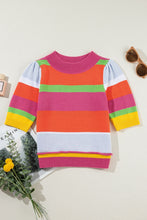 Load image into Gallery viewer, Color Block Round Neck Half Sleeve Knit Top
