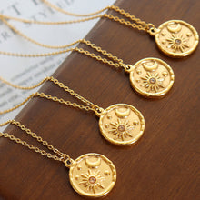 Load image into Gallery viewer, Zircon Titanium Steel Coin Shape Necklace