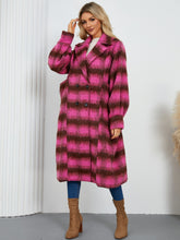 Load image into Gallery viewer, Contrast Double-Breasted Long Sleeve Longline Coat