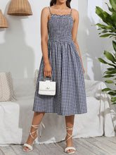 Load image into Gallery viewer, Smocked Plaid Square Neck Cami Dress