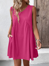 Load image into Gallery viewer, Ivy Lane Ruched V-Neck Sleeveless Mini Dress