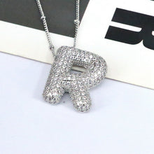 Load image into Gallery viewer, Copper Inlaid Zircon Letter Pendant Necklace
