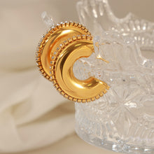 Load image into Gallery viewer, Titanium Steel Inlaid Zircon C-Hoop Earrings