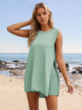 Load image into Gallery viewer, Slit Round Neck Top and Shorts Set