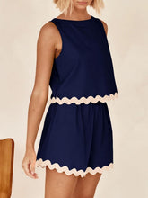 Load image into Gallery viewer, Contrast Trim Sleeveless Top and Shorts Set