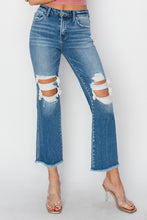 Load image into Gallery viewer, RISEN Mid Rise Distressed Cropped Flare Jeans