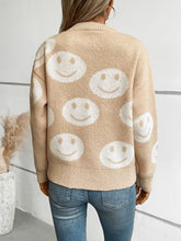 Load image into Gallery viewer, Smile Pattern Round Neck Long Sleeve Sweater