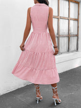 Load image into Gallery viewer, Striped Johnny Collar Sleeveless Midi Dress