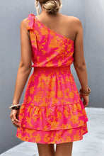 Load image into Gallery viewer, Tied Smocked Printed Single Shoulder Dress
