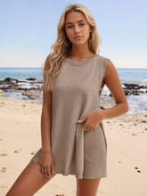 Load image into Gallery viewer, Slit Round Neck Top and Shorts Set