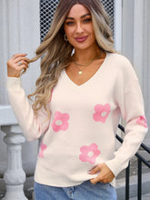 Load image into Gallery viewer, Angel Wings Flower V-Neck Long Sleeve Sweater