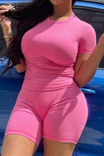 Load image into Gallery viewer, Round Neck Top and Shorts Set