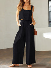 Load image into Gallery viewer, Square Neck Top and Wide Leg Pants Set
