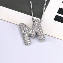 Load image into Gallery viewer, Copper Inlaid Zircon Letter Pendant Necklace