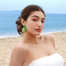 Load image into Gallery viewer, Rice Bead Leaf Earrings