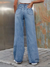 Load image into Gallery viewer, Distressed Wide Leg Jeans with Pockets