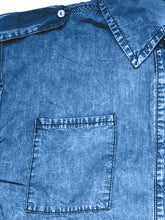 Load image into Gallery viewer, Collared Neck Cap Sleeve Denim Top