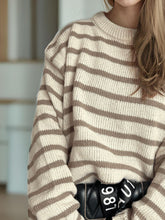 Load image into Gallery viewer, Striped Round Neck Long Sleeve Sweater