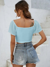 Load image into Gallery viewer, Drawstring Short Sleeve Crop Top