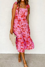 Load image into Gallery viewer, Tied Printed Sleeveless Tiered Dress