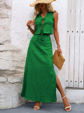 Load image into Gallery viewer, Tied Sleeveless Top and Slit Skirt Set
