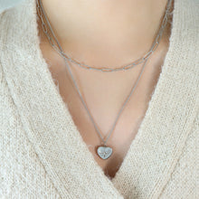 Load image into Gallery viewer, Inlaid Zircon Double Layered Heart Pendant Necklace