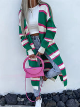 Load image into Gallery viewer, Striped Open Front Longline Cardigan