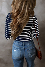 Load image into Gallery viewer, Striped V-Neck Long Sleeve Top