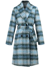 Load image into Gallery viewer, Plaid Tie Waist Long Sleeve Coat