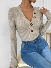 Load image into Gallery viewer, Perfee V-Neck Long Sleeve Bodysuit