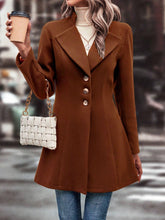 Load image into Gallery viewer, Collared Neck Long Sleeve Longline Coat