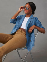 Load image into Gallery viewer, Collared Neck Long Sleeve Denim Jacket