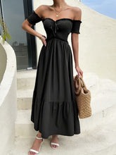 Load image into Gallery viewer, Off-Shoulder Short Sleeve Midi Dress