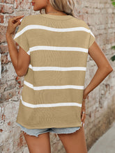Load image into Gallery viewer, Striped Round Neck Short Sleeve Knit Top