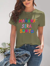 Load image into Gallery viewer, Letter Graphic Round Neck Short Sleeve T-Shirt