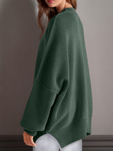 Load image into Gallery viewer, Double Take Side Slit Round Neck Long Sleeve Sweater