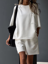 Load image into Gallery viewer, Pocketed Round Neck Half Sleeve Top and Shorts Set