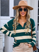 Load image into Gallery viewer, Striped Johnny Collar Knit Top