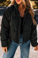 Load image into Gallery viewer, Checkered Turtleneck Zip Up Long Sleeve Winter Coat