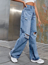 Load image into Gallery viewer, Distressed Wide Leg Jeans with Pockets
