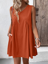 Load image into Gallery viewer, Ivy Lane Ruched V-Neck Sleeveless Mini Dress