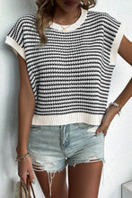Load image into Gallery viewer, Striped Round Neck Sweater Vest