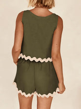 Load image into Gallery viewer, Contrast Trim Sleeveless Top and Shorts Set