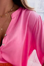 Load image into Gallery viewer, Half Button Notched Half Sleeve Blouse